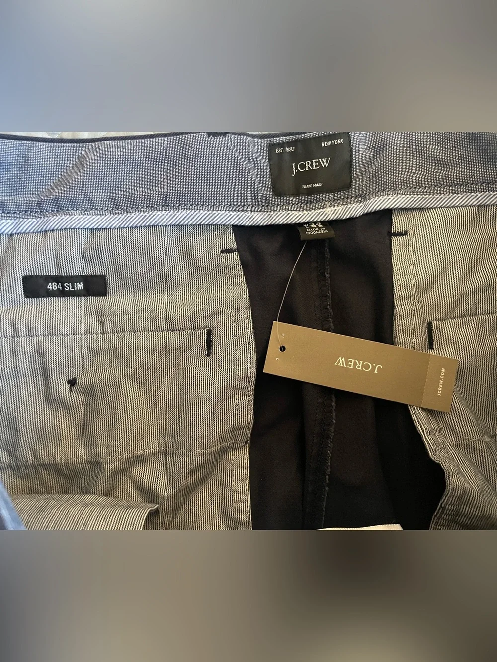 J. CREW 484 Slim-fit stretch chino pant in Navy Size 34/32 $98 AR885